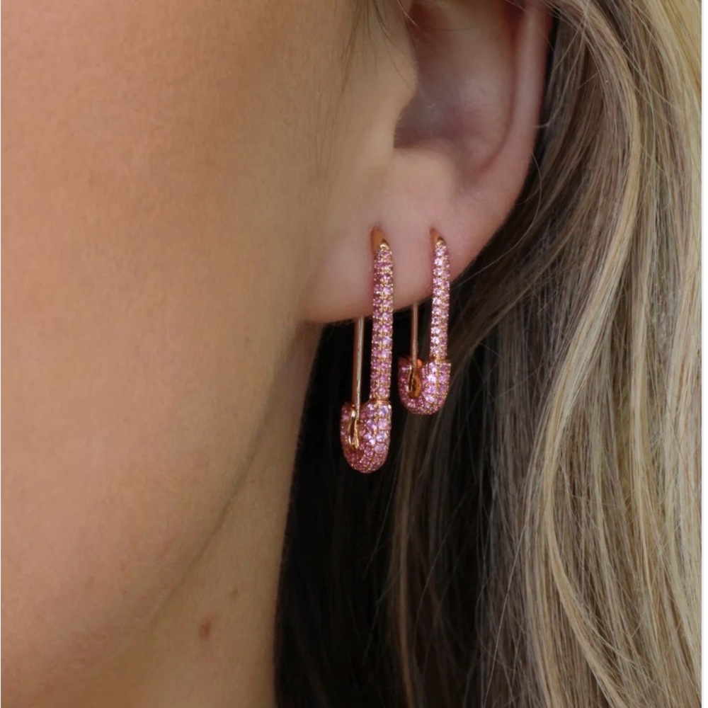 Anita Ko Mini Pink Sapphire Safety Pin Earring